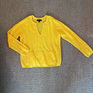 Banana Republic 100% Cashmere Womens Sweater with Kangaroo Pocket Canary Yellow